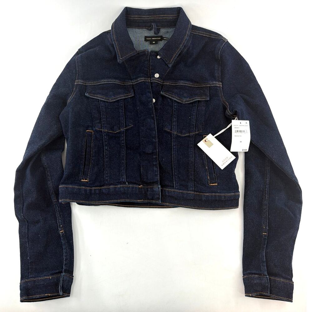 Good American Women's Indigo Committed to Fit Denim Jacket Size XS - Picture 4 of 10
